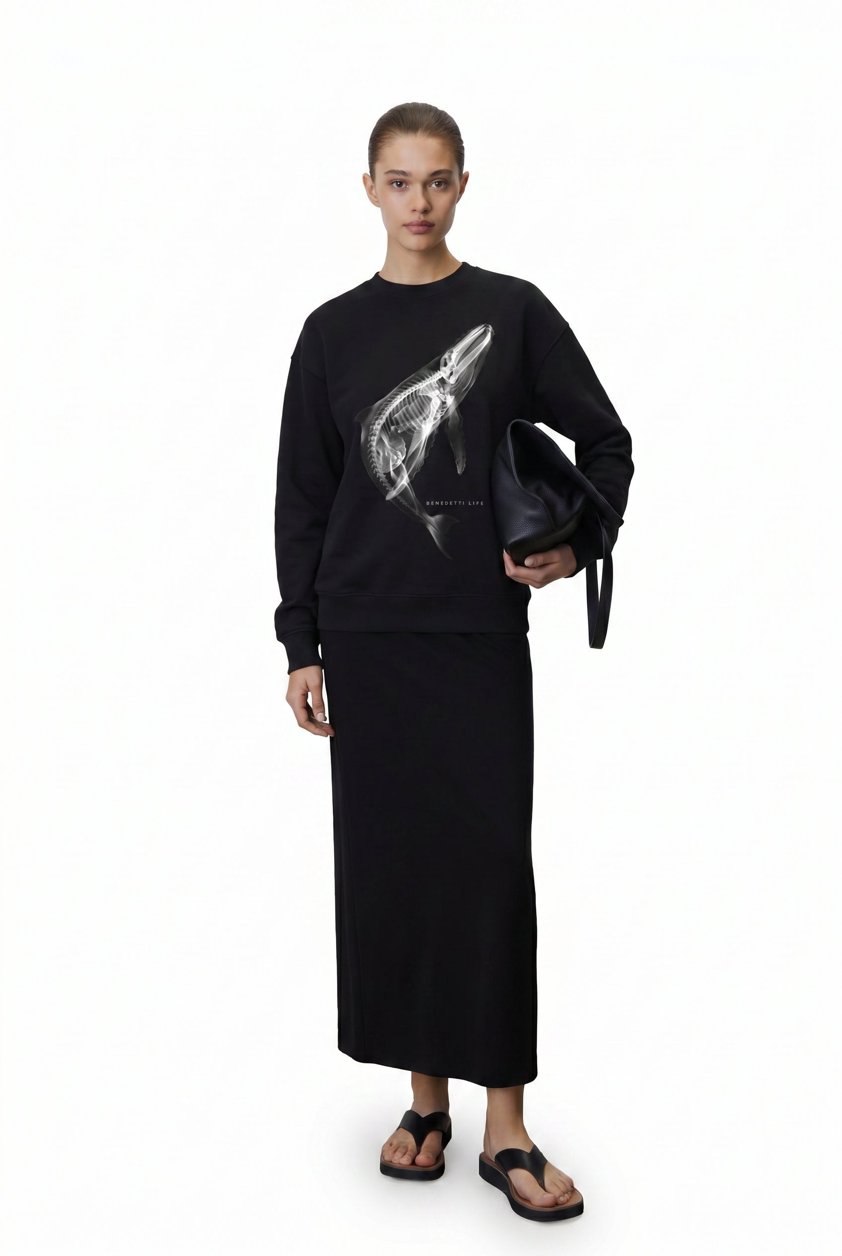 Whale Women Organic Black Sweatshirt