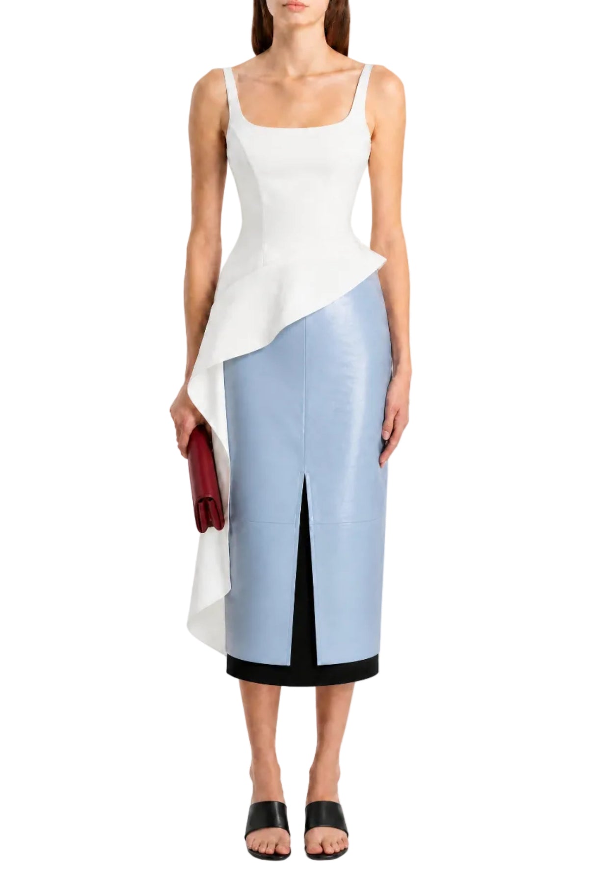 OLIVE VEGAN PENCIL SKIRT