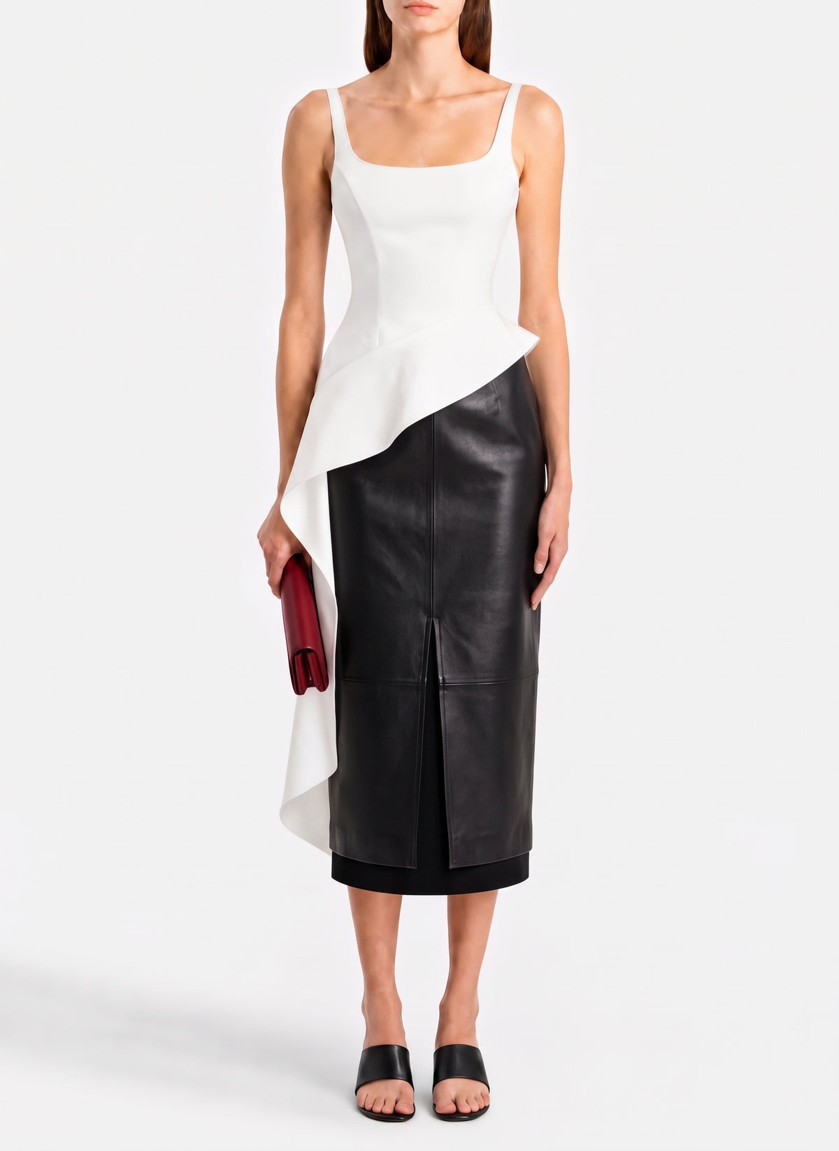 OLIVE VEGAN PENCIL SKIRT