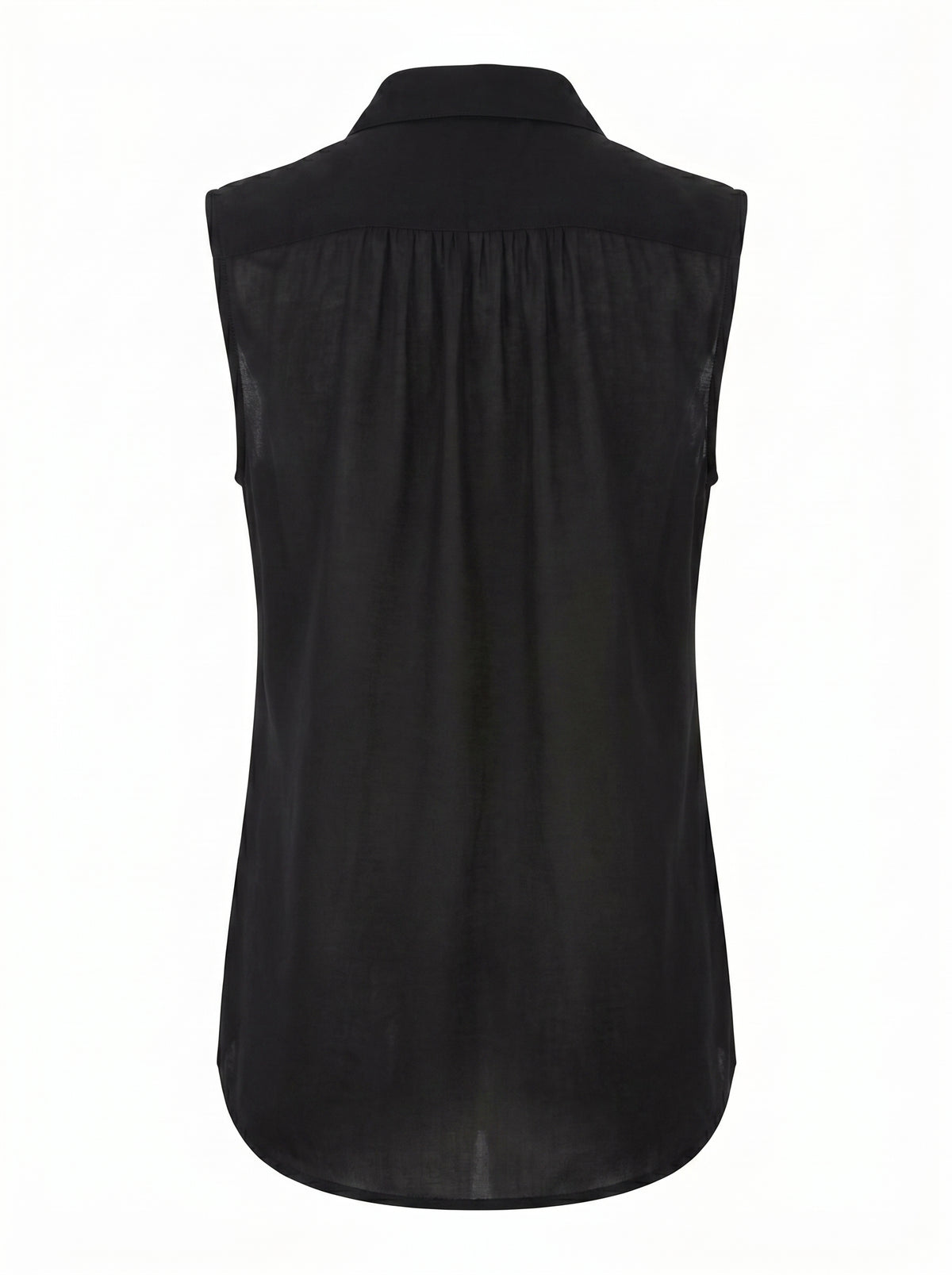 Camicia senza maniche con sciarpa in seta di eucalipto — Nero