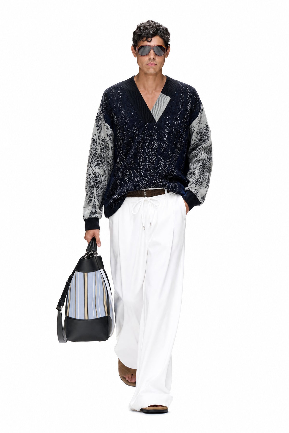 Maglione da uomo in cotone biologico effetto pelle di balena
