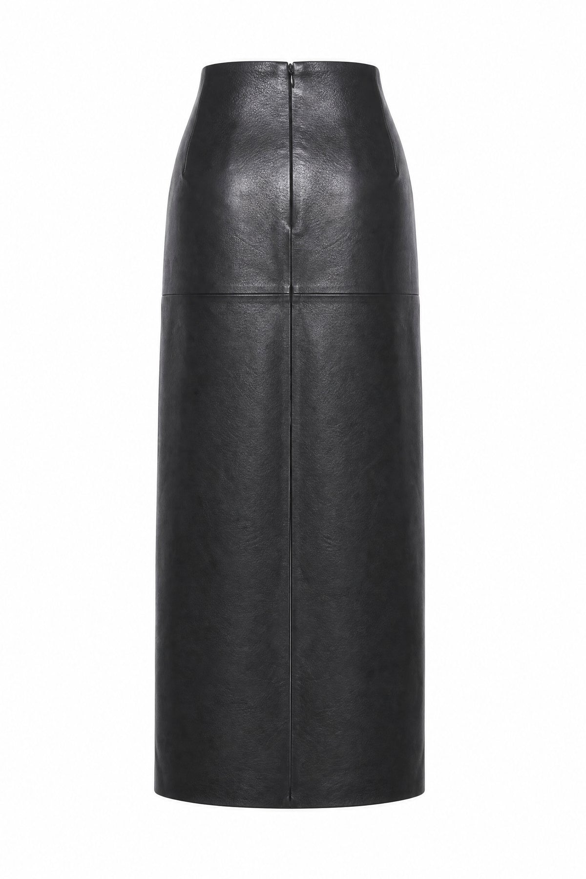 Olive Leather Midi Skirt