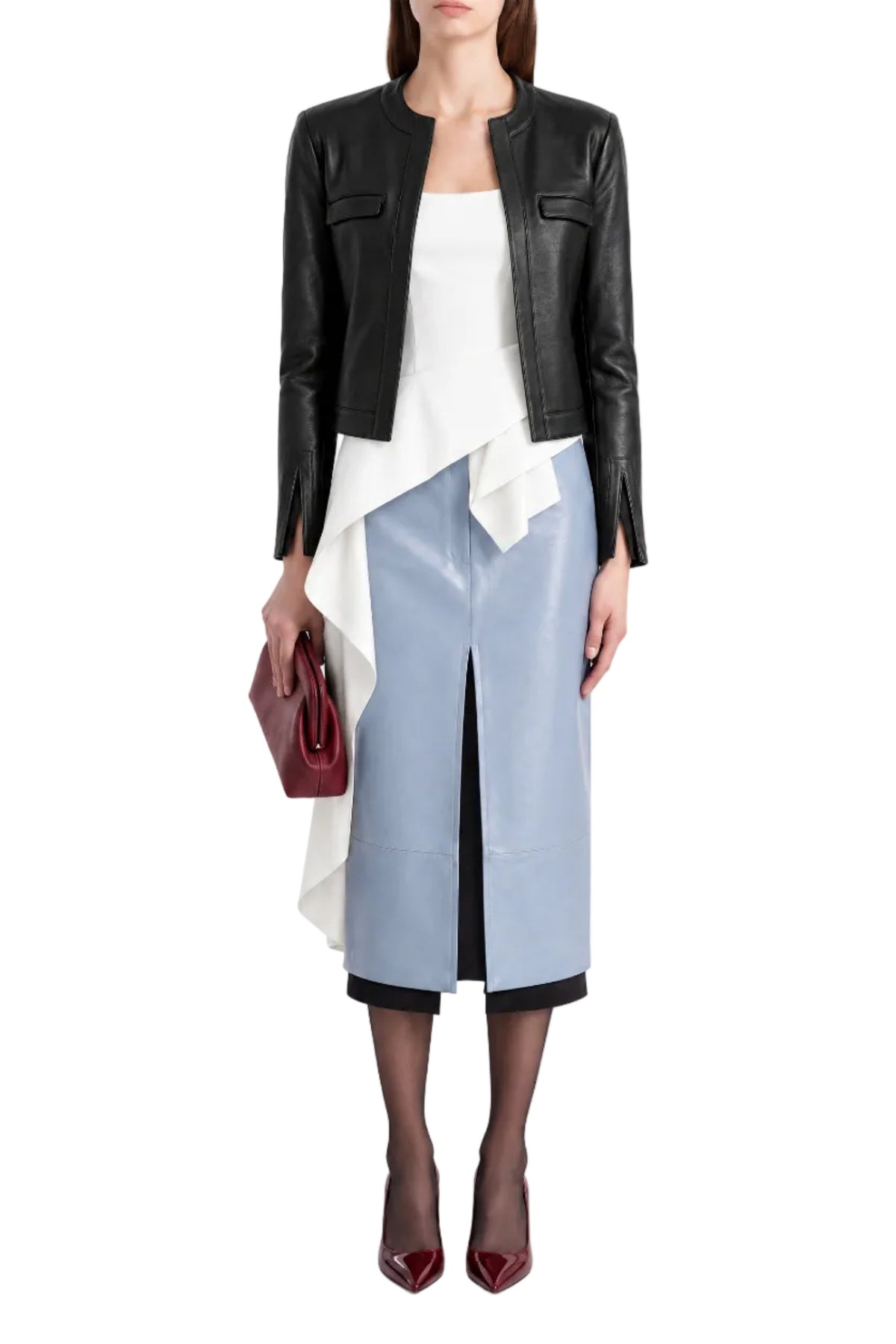 OLIVE VEGAN PENCIL SKIRT