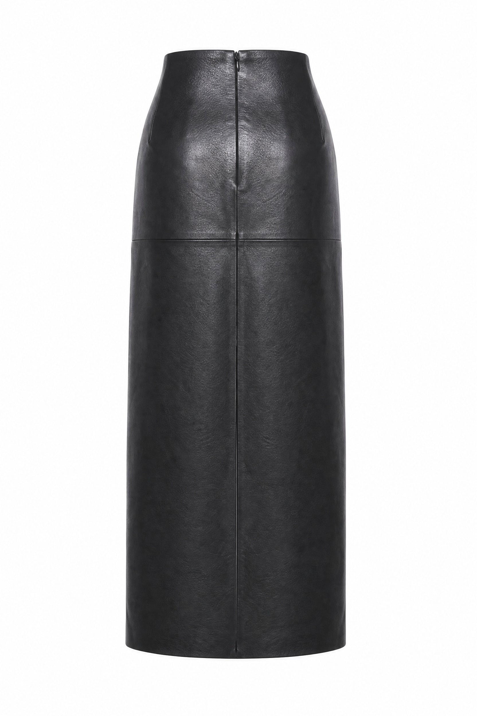 Olive Leather Midi Skirt