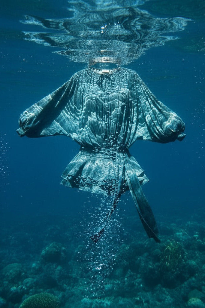 Whale Harmony Draped Eucalyptus Dress