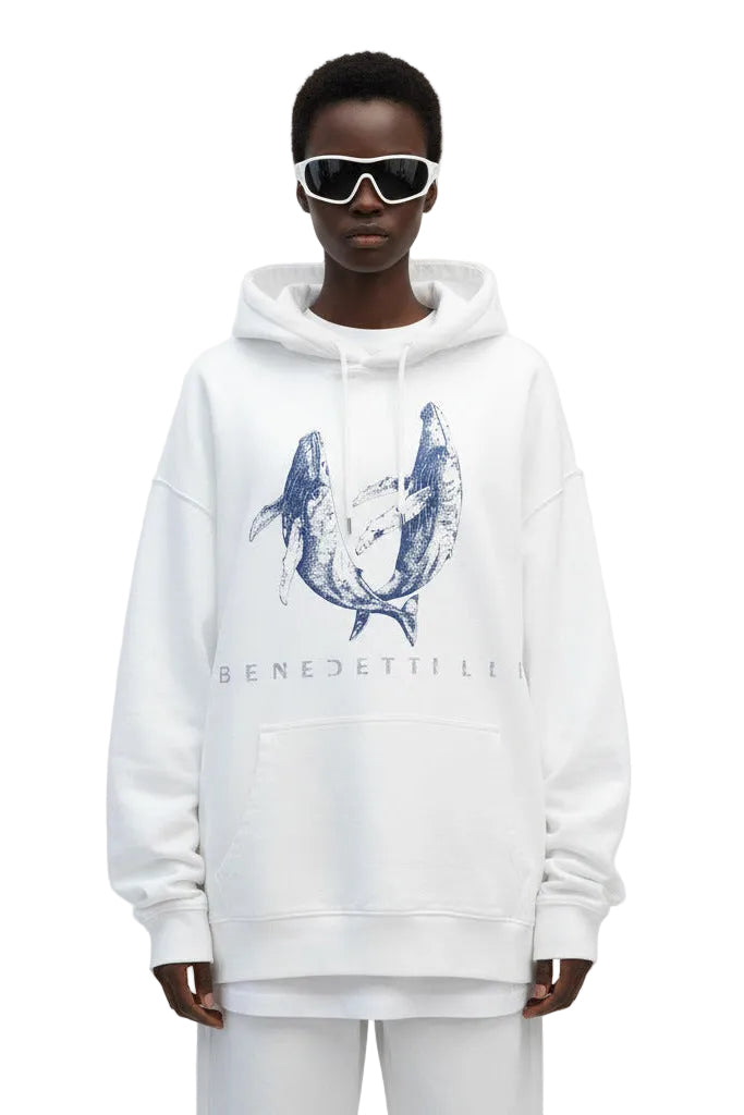 Felpa con cappuccio oversize UNISEX Whale Harmony